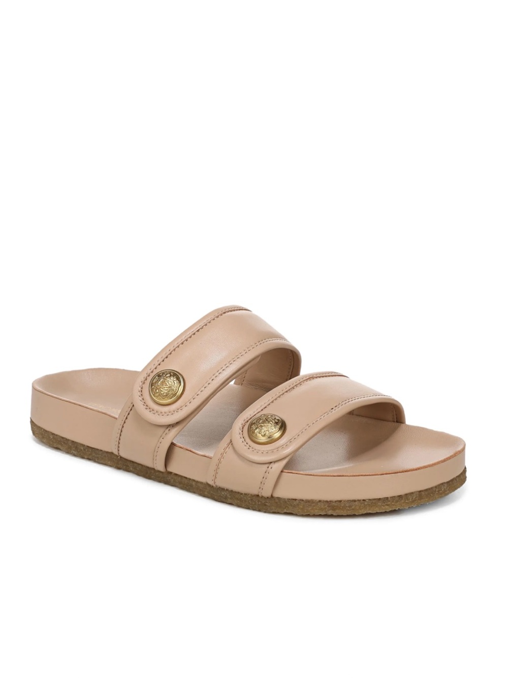 NWOB Veronica Beard BEIGE LEATHER PERCEY SLIDE Size 7.5